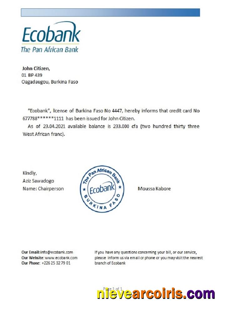 Burkina Faso Ecobank reference